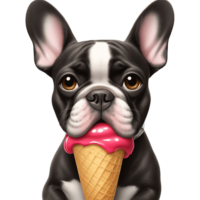 French bulldog skateboarding eating ice cream emoji