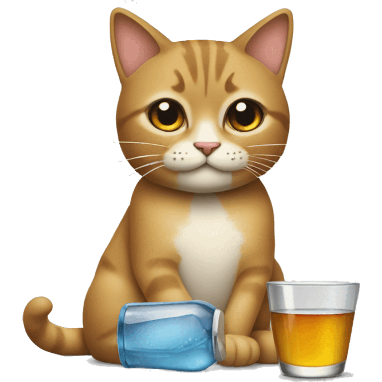 Un chat qui boit de l'alcool emoji