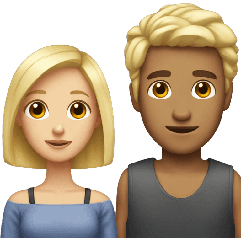 A girl with blond hair and a guy with a very short haircut emoji