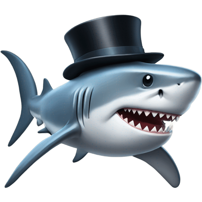 Shark with a top hat emoji