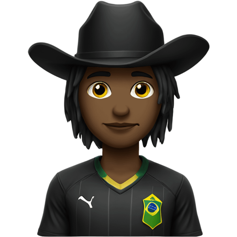 goth wearing cowboy hat and brazil soccer jersey  emoji