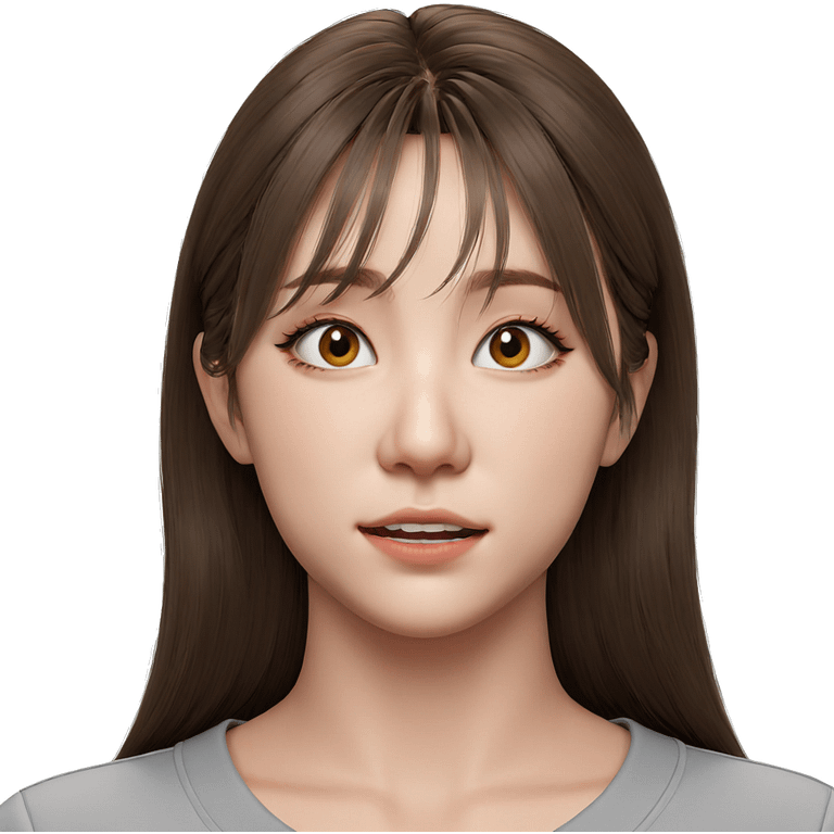 realistic girl with brown hair emoji