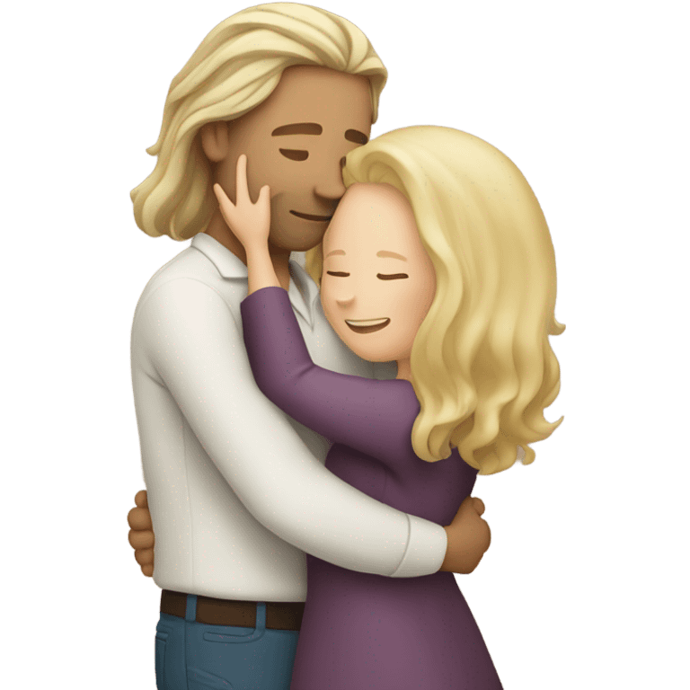 White man hugging white woman with long hair emoji