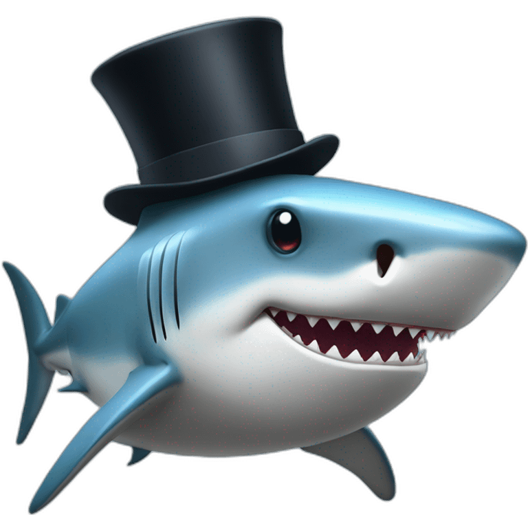 Shark with a top hat emoji