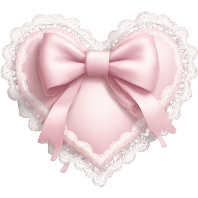 rococo Pastel pink heart with white bow with lace and frills  emoji