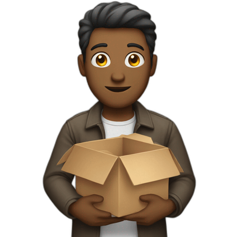 Man with box into the hands emoji