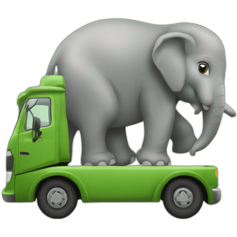 Tortue sur un elephant sur un camion emoji