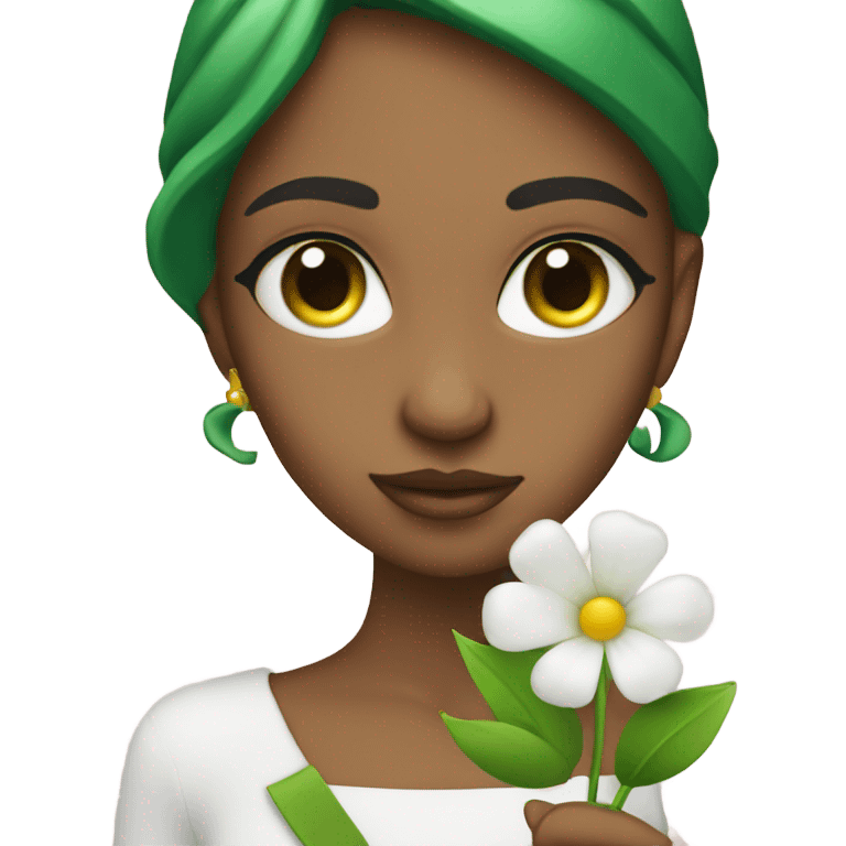 Green Eyed model with Flower emoji