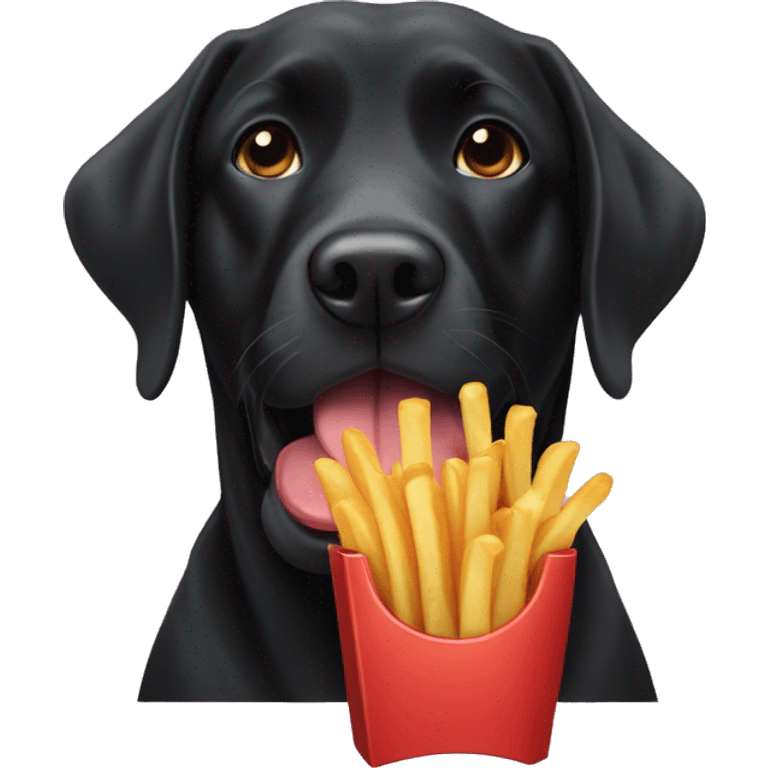 Black lab eating French fries emoji