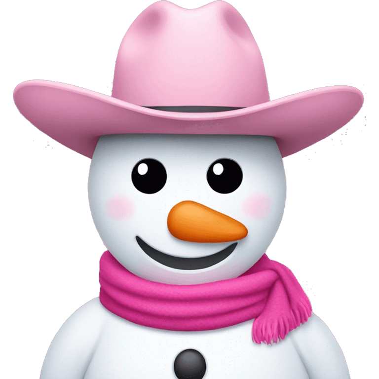 Snowman with pink cowboy hat emoji