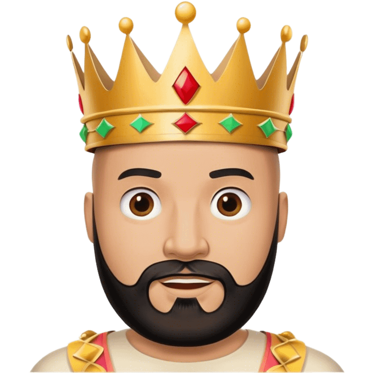 bald guy with black beard and a burger king paper crown emoji