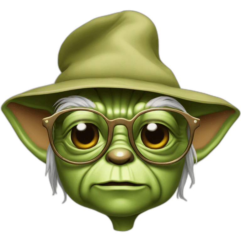 Yoda avec lunettes de soleil et chapeau emoji