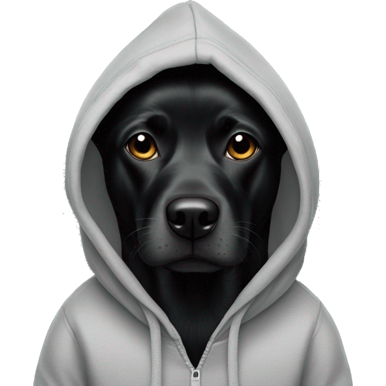 Black Dog wearing a hoodie emoji