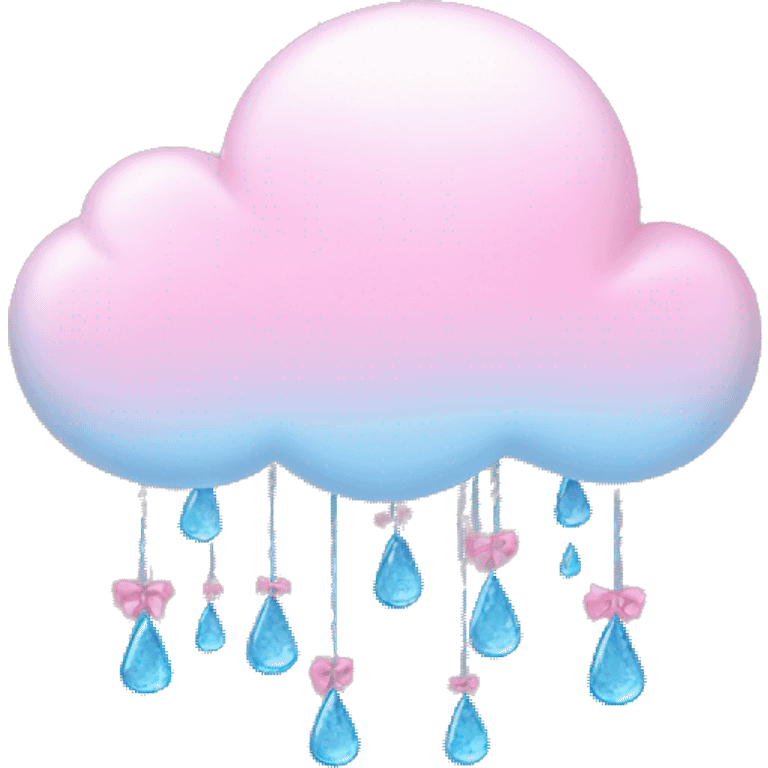 cloud raining pink bows emoji