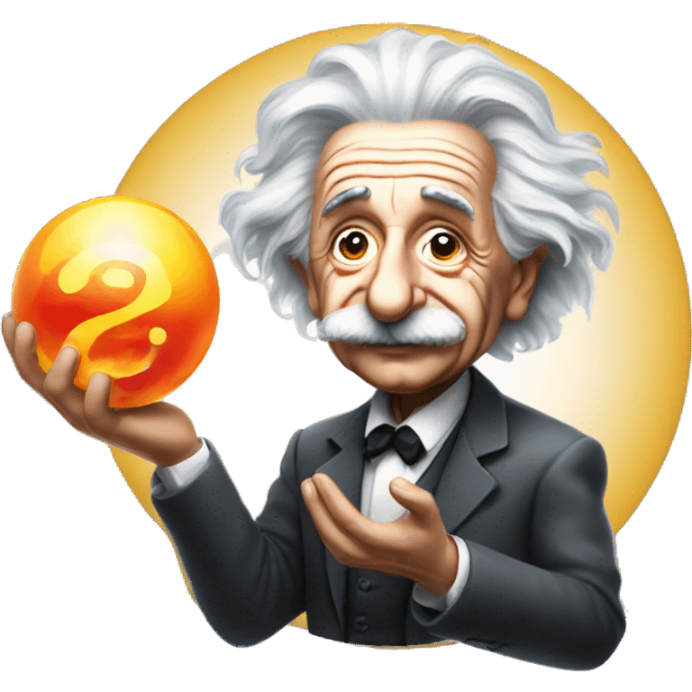 Albert Einstein holds a magic ball in his hands emoji