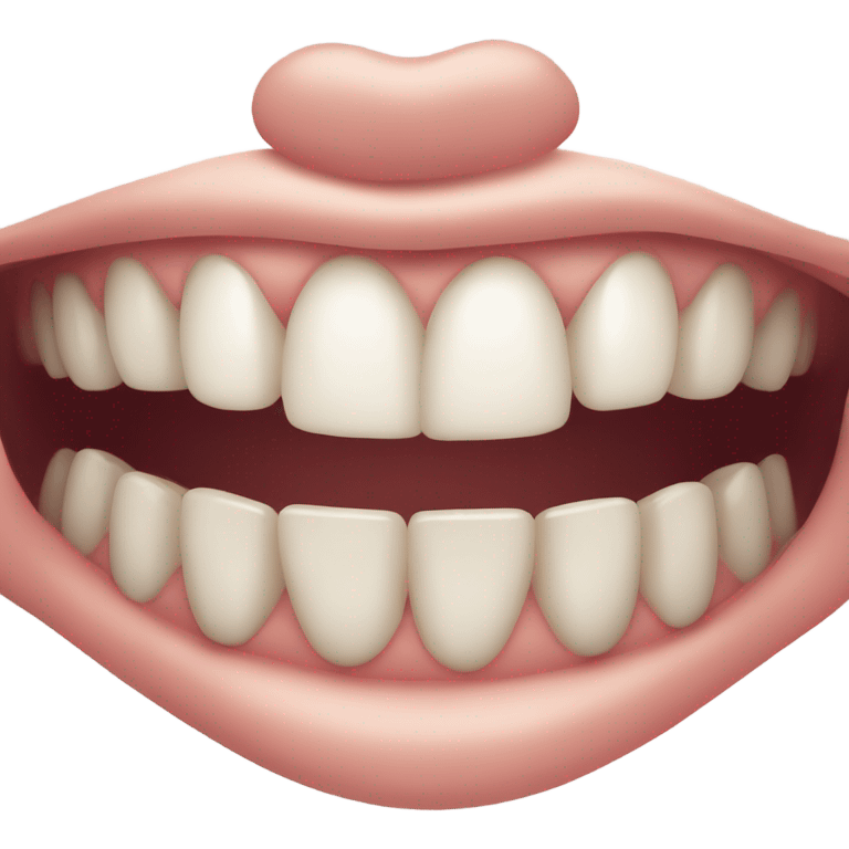 Bland and white picture of human mouth with grills emoji