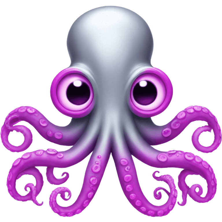 Silver octopus with purple horns hot pink wings emoji