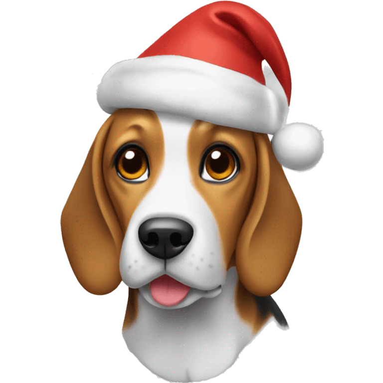 Beagle dog with a Christmas hat emoji