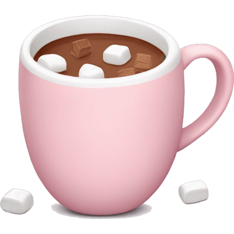 Light Pink mug of hot chocolate with marshmallows  emoji