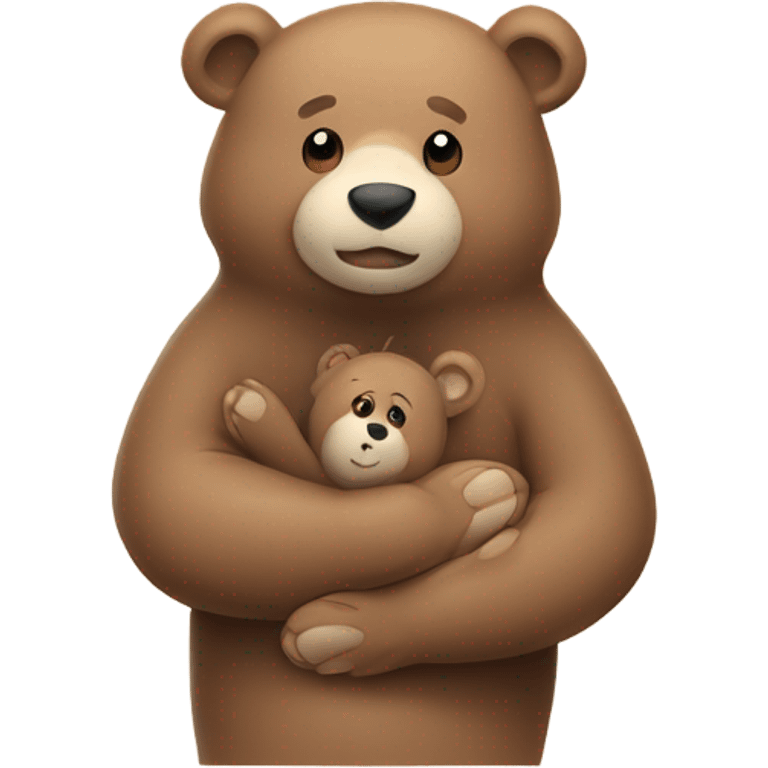 Bear hugging a human emoji