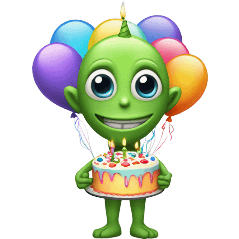 Alien saying happy birthday  emoji