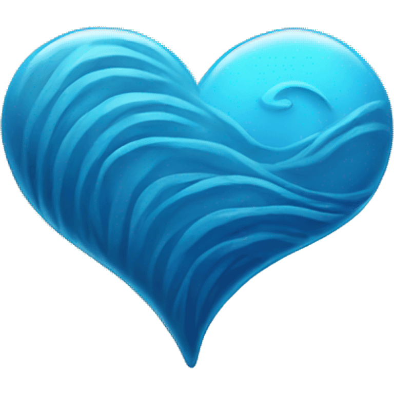 blue heart with ocean wave emoji