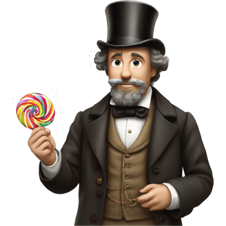 Charles Dickens holds a candy in his hand emoji