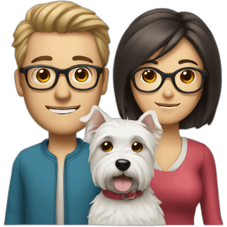 Man with glasses anda woman with a westie dog girl emoji