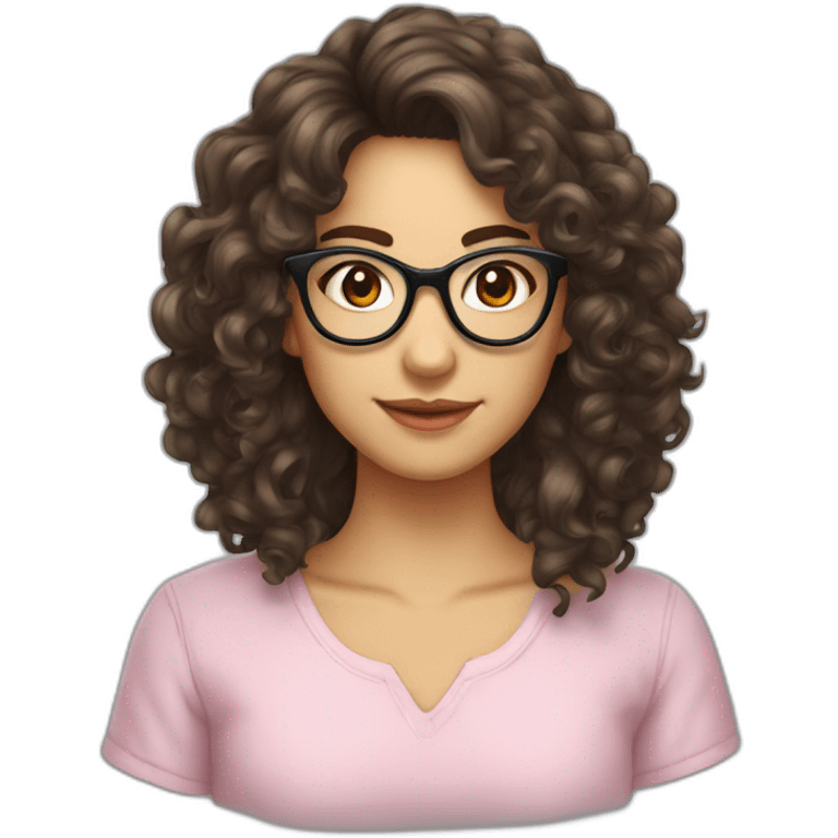 brune cheveux bouclés lunettes emoji