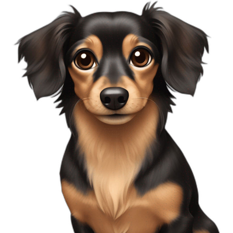 Long hair dachshund Chihuahua mix with balck & dark brown hair emoji