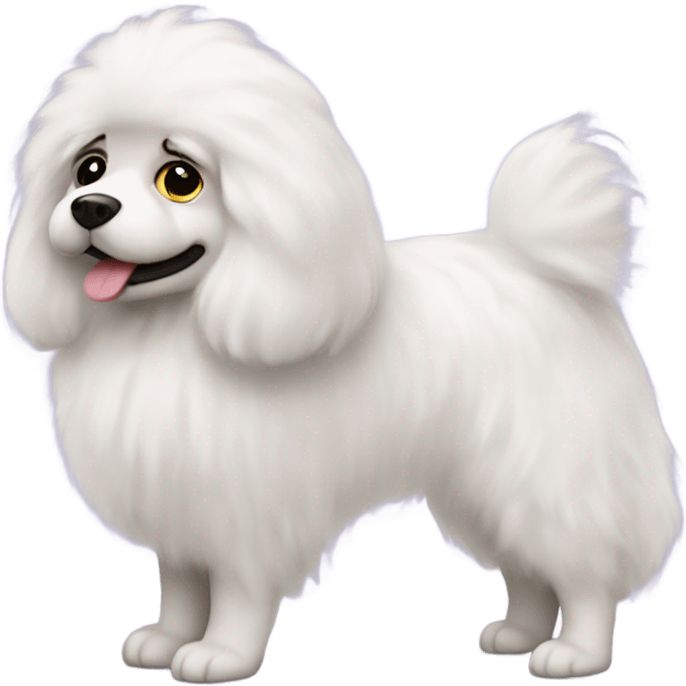 White fluffy Dog in makeup from a side view  emoji