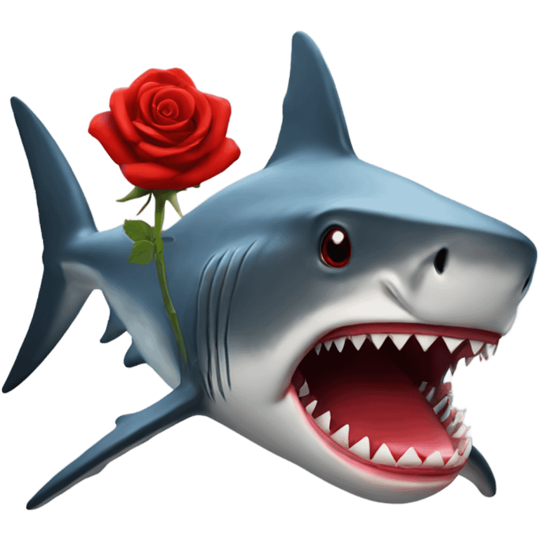 Red shark with a Red Rose in its mouth emoji