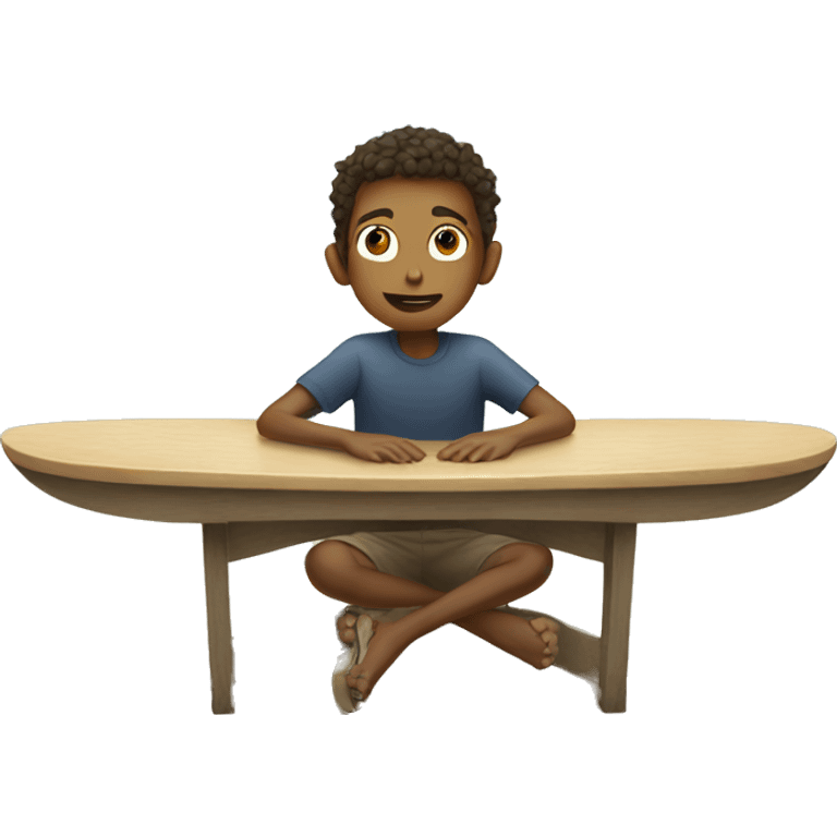 A boy in a table of surf  emoji