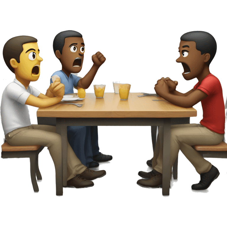 Angry friends arguing at a lunch table emoji