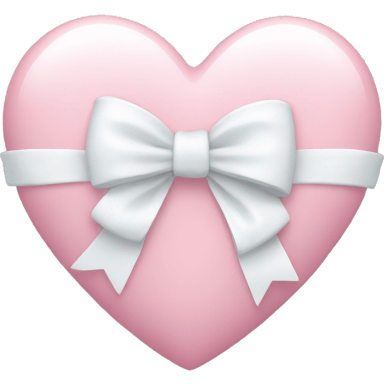 Pastel pink heart with white bow emoji