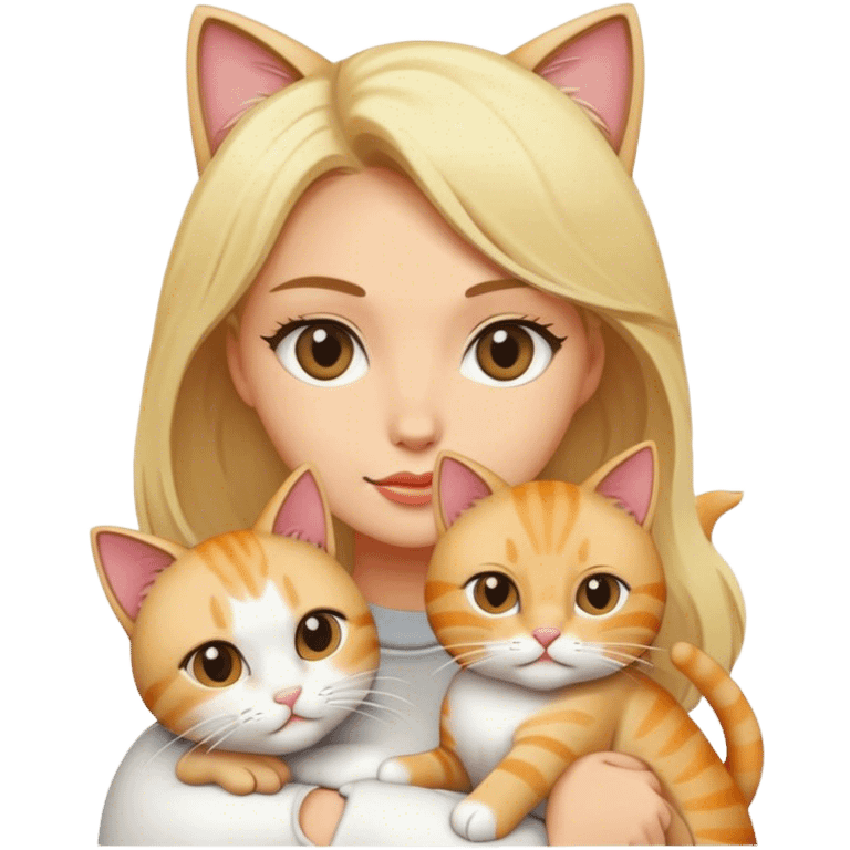 blonde woman with cat emoji