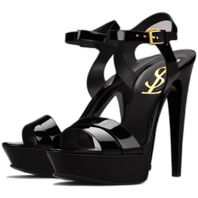 Ysl TRIBUTE PLATFORM SANDAL black PATENT LEATHER emoji