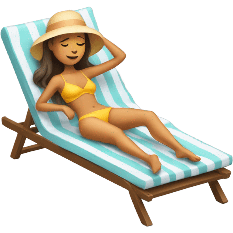 Girl lying on the sun lounger in full body emoji