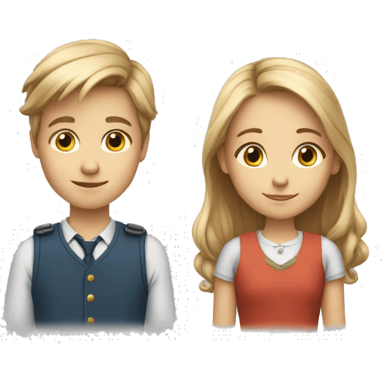 Two smart 12 year old swedish kids, one boy and one girl emoji