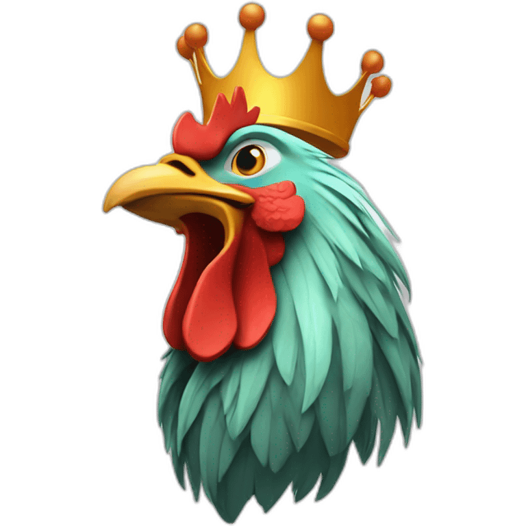 howling rooster with a crown on its head emoji