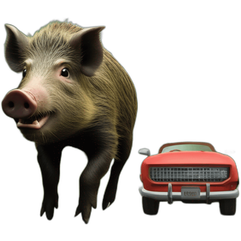 Photo-real-wild boar bumped by car emoji