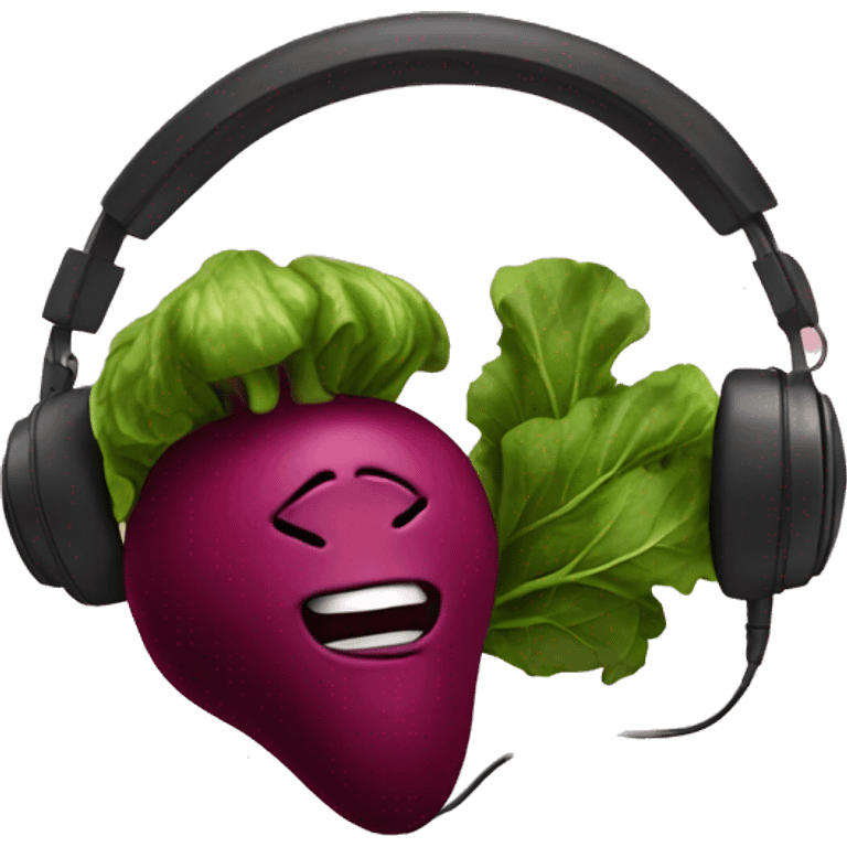 beetroot with headphones listening to latino music emoji