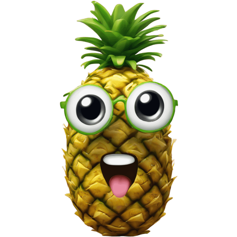 3D one pineapple  👱‍♀️🍍 with big shiny eyes. The pineapple cute embarrassed ☺️ emoji