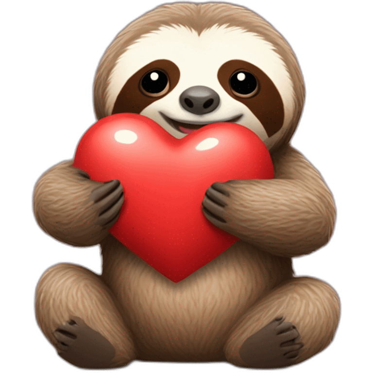 sloth holding a big heart emoji