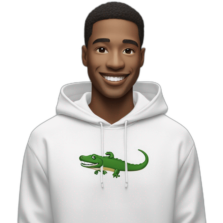 Lacoste smiking friends with white lacoste hoodie emoji