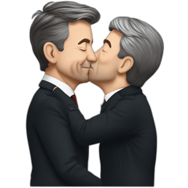 Emmanuel Macron kissing jean Luc Melenchon emoji