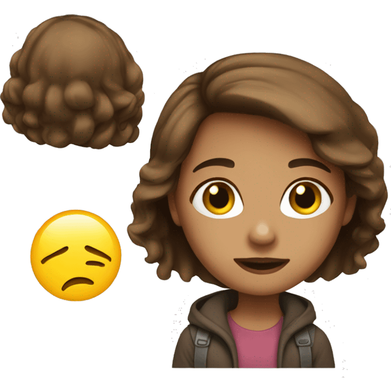 brown haired girl with ide emoji