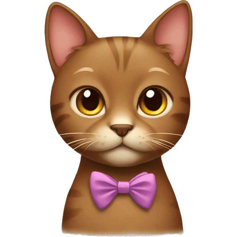 Brown cat wearing a bow  emoji