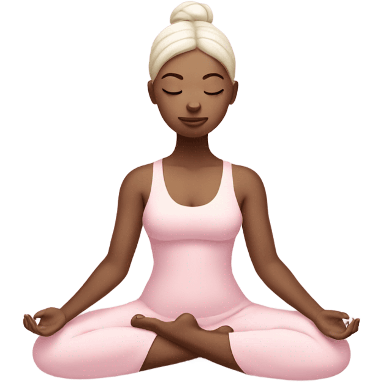 white yoga girl in meditation pose light pink clothes  emoji