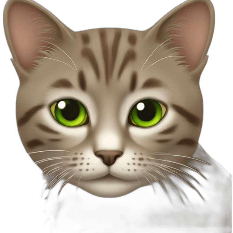 Chat marron avec les yeux vert qui rigole emoji